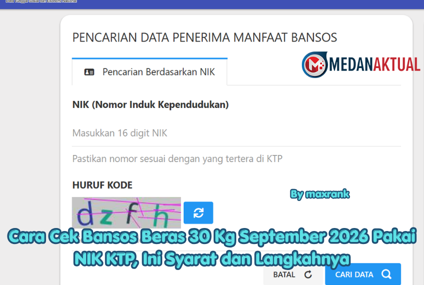 Cara Cek Bansos Beras 30 Kg September 2026 Pakai NIK KTP, Ini Syarat dan Langkahnya